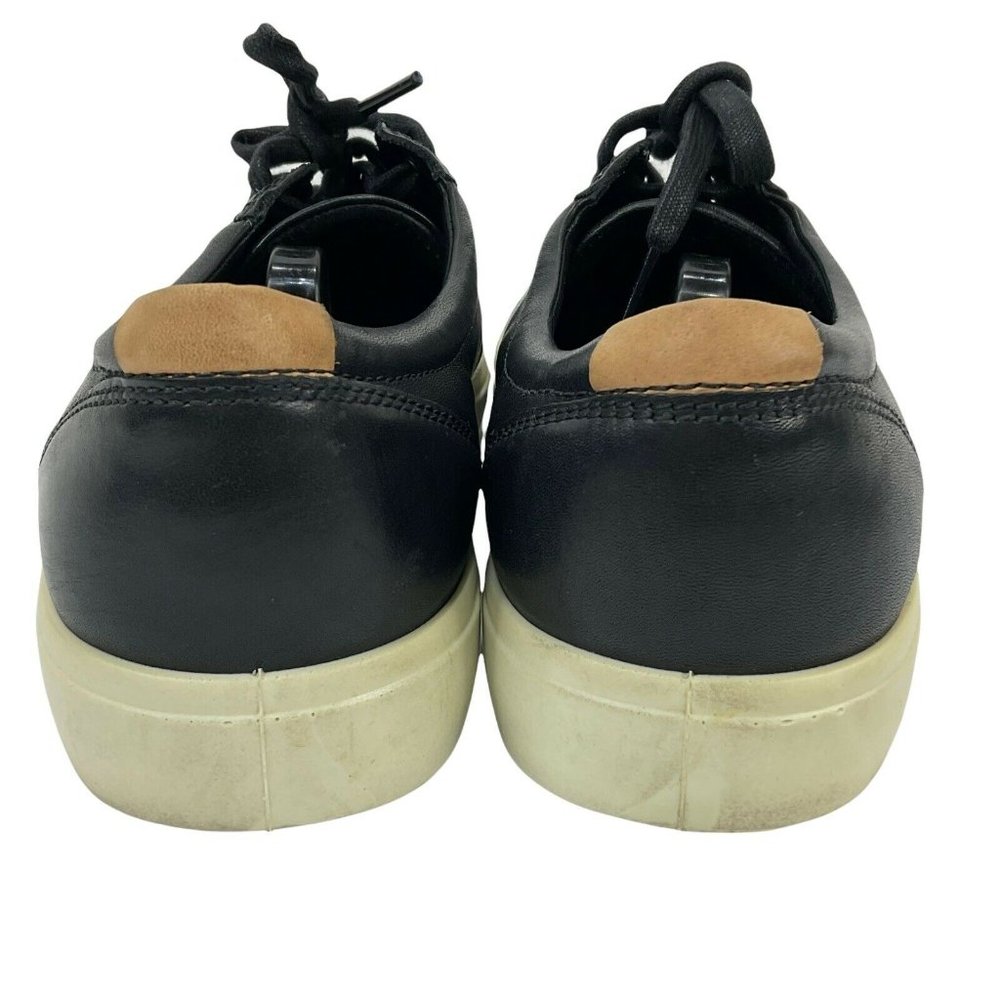 ECCO Shoes Mens Sz 10.5 Black Sneaker Luxury Soft Leather Danish Design Comfort - Picture 5 of 9